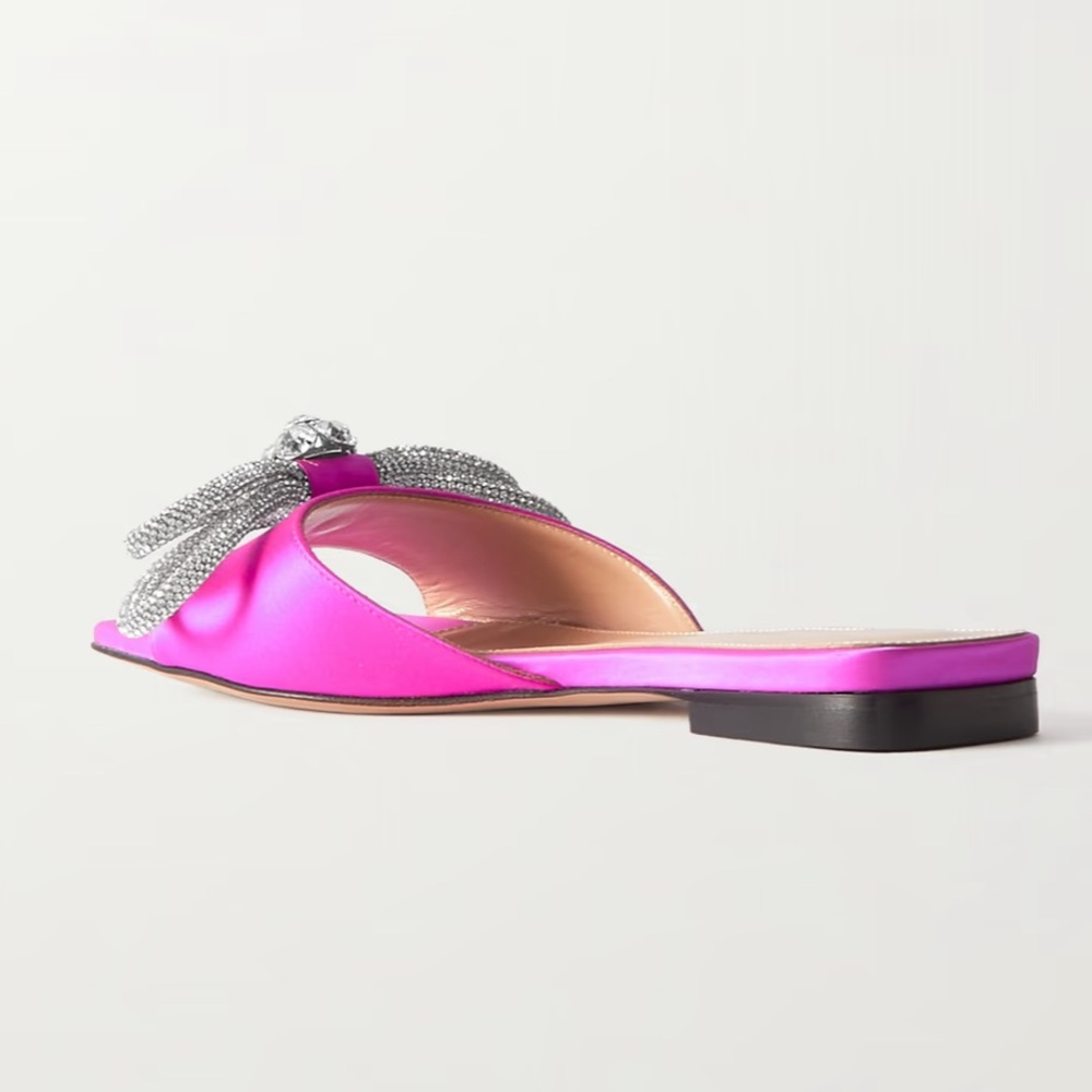 🌺 MACH & MACH🌺 Double Bow Embellished Satin Mules Size: 37.5 - Picture 5 of 15